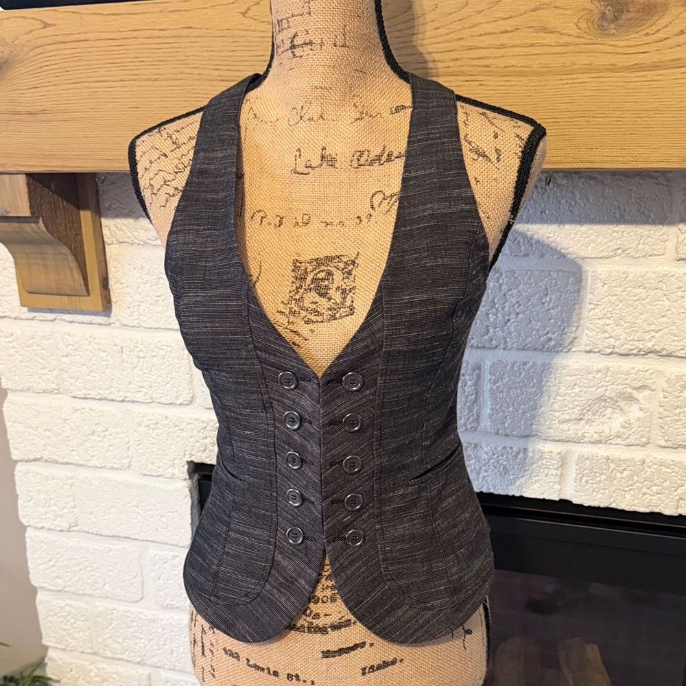 Timing Charcoal Button-Front Vest